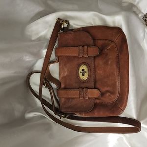 Brown leather Fossil Satchel